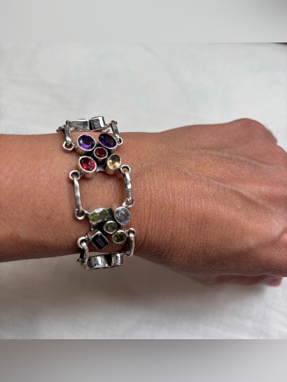 New Semi Precious Stone and Sterling Silver Bracelet